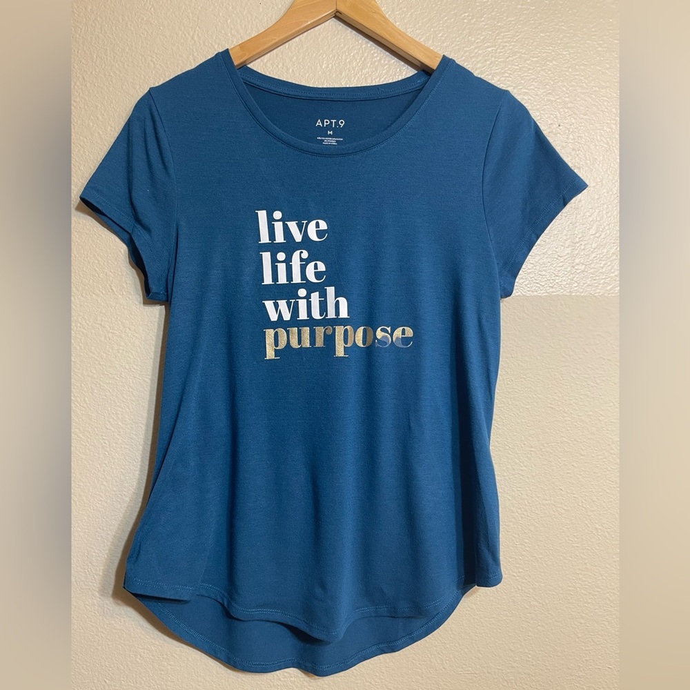 Apt. 9 Inspirational Blue Relaxed Graphic T-Shirt Women’s Medium